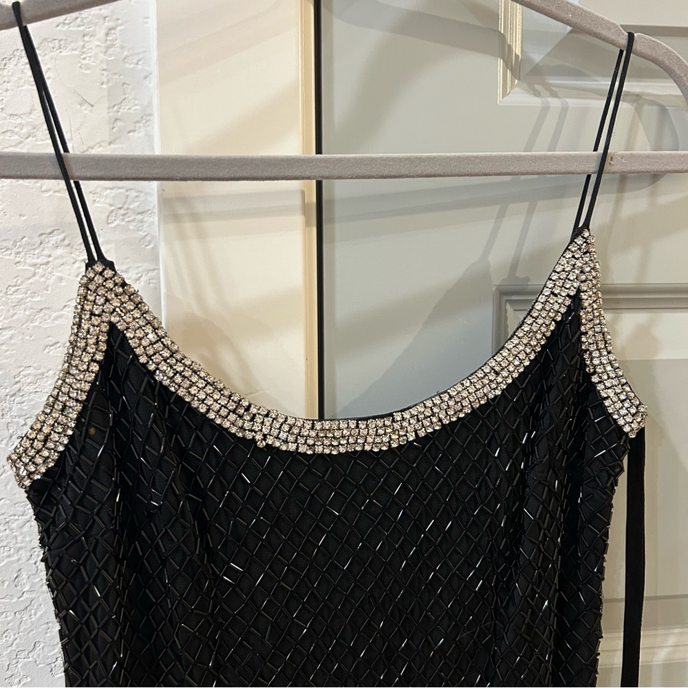 NWT Mac Duggal 93551 Beaded Spaghetti Strap Column Embellished Gown - Picture 5 of 10